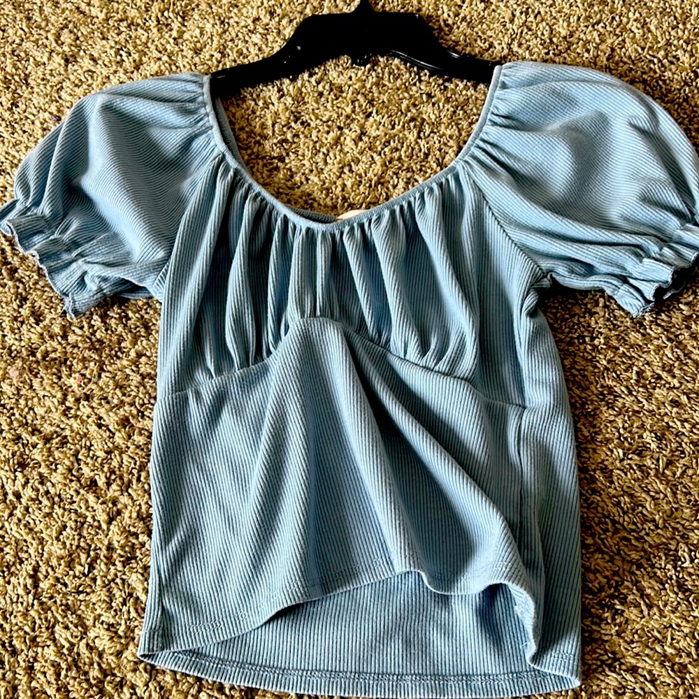 Blue Flattering Crop Top